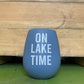 " on lake time" sky blue silicone stemless wineglass 