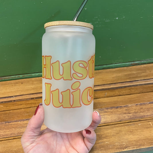 'Hustle Juice' 16oz. Glass Can Tumbler