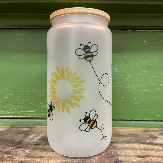 Busy Bees 16 oz. Glass Can Tumbler