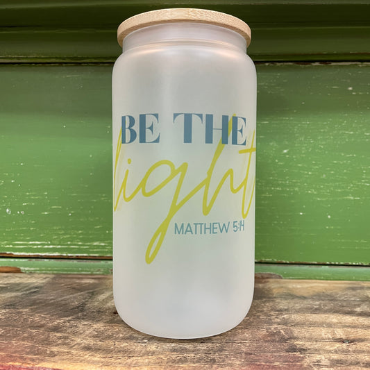 'Be The Light' 16oz Glass Can Tumbler