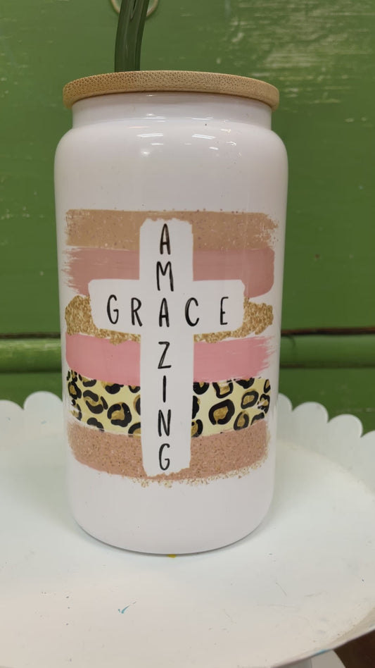 'Amazing Grace'  16oz. Glass Can Tumbler