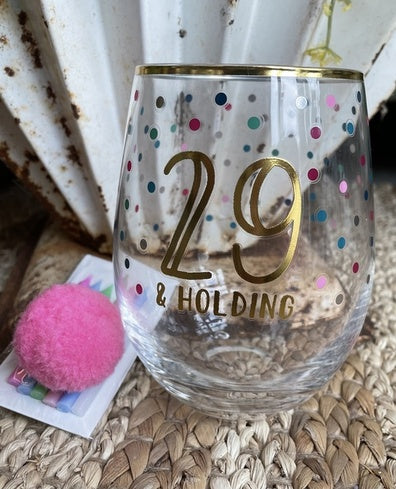 Birthday wine glass with candles