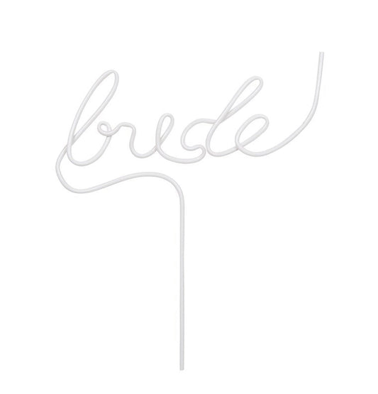 white bride straw in cursive