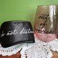 out of service  stemless wine glass and black do not disturb eye mask gift set