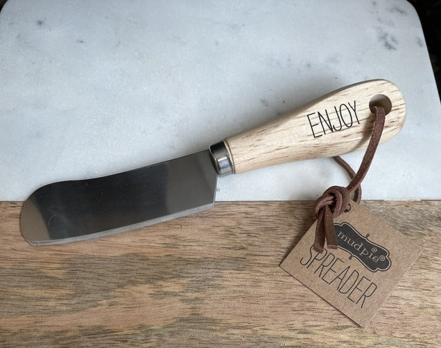 Enjoy engraved wood handle spreader cheese utensil
