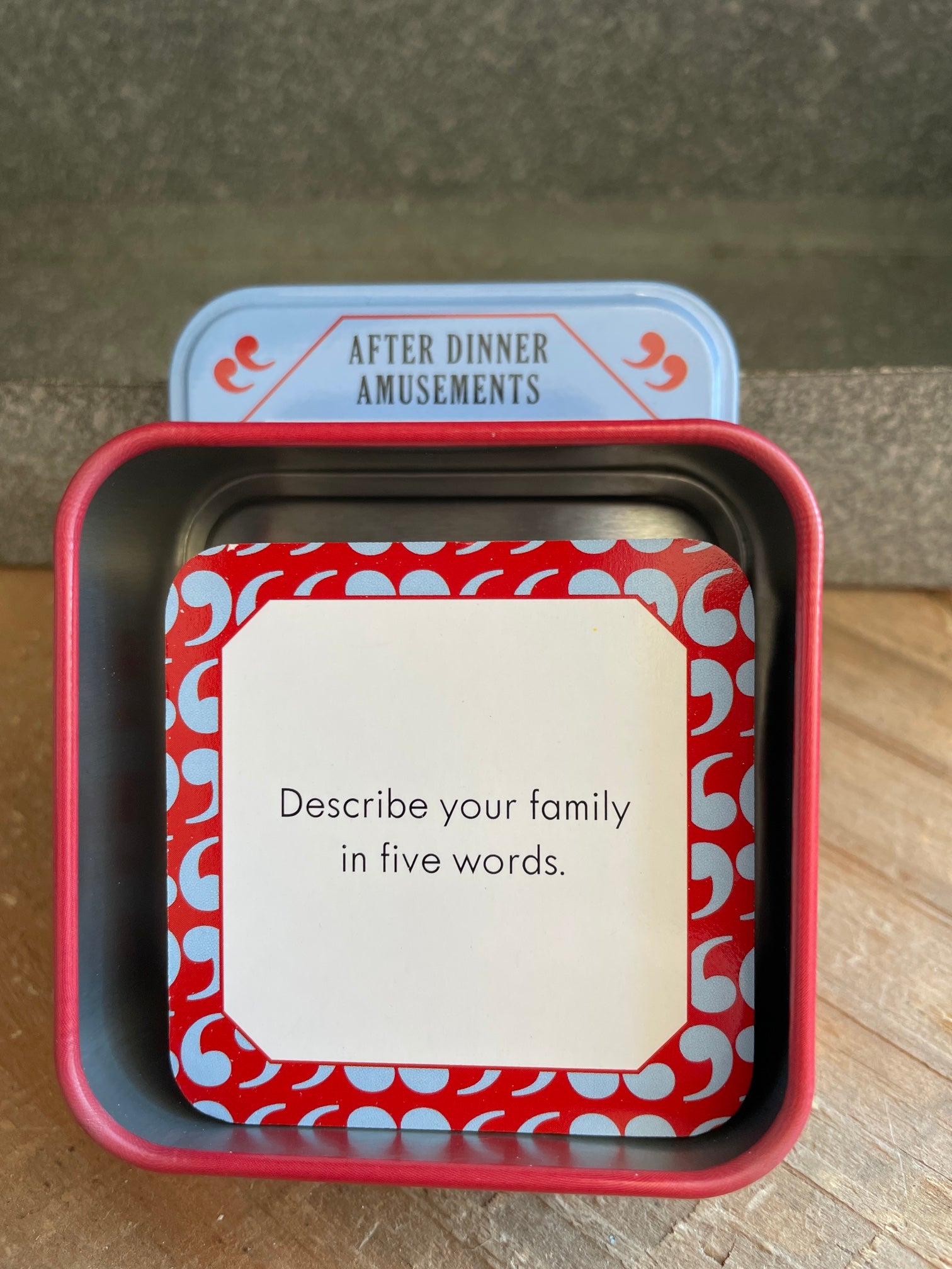 family time conversation starter card example