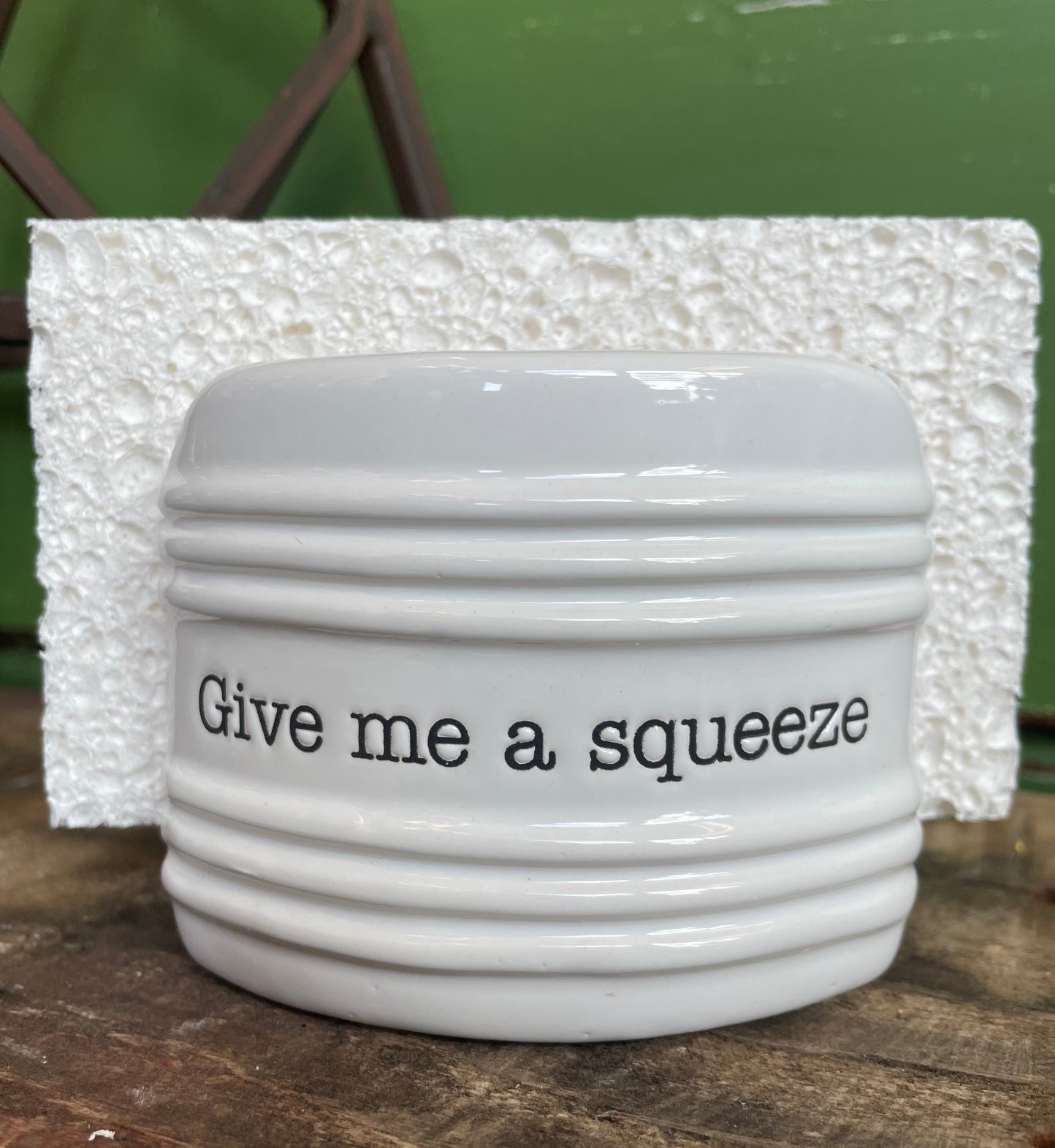 ceramic "give me a squeeze" sponge holder