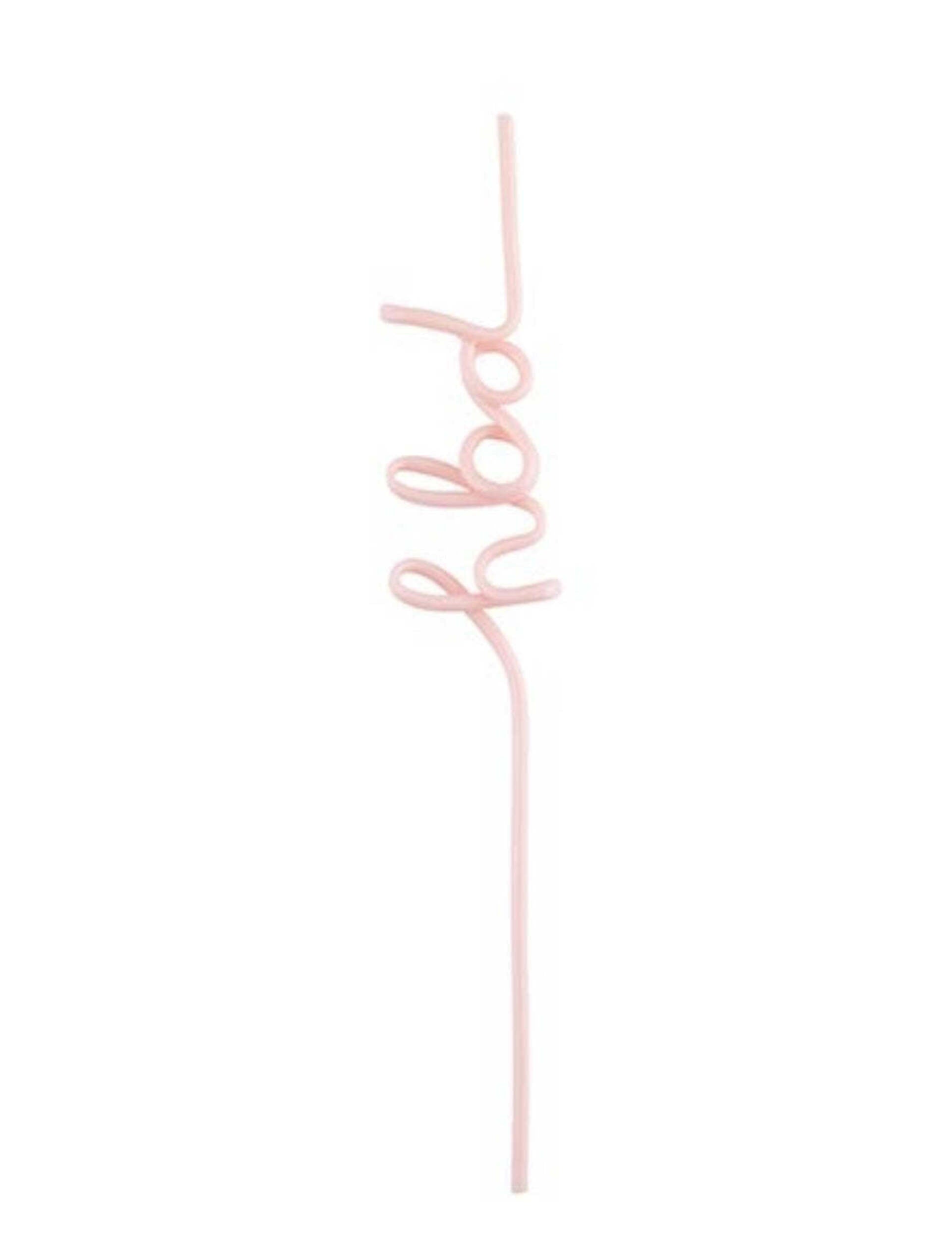 pink happy birthday straw in cursive