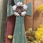 Hunter Green wooden Cross w/ White and Copper Floral Accent