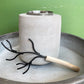 mini concrete tabletop s'mores roaster with roasting fork