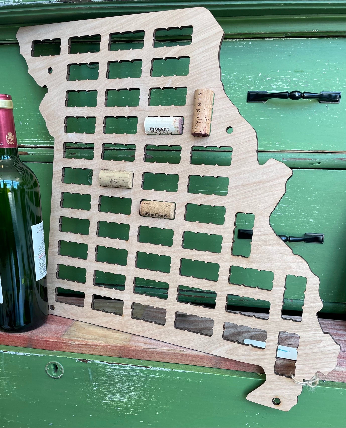Missouri wine cork map cutout wall hanging