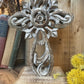 freestanding ornate white washed cross