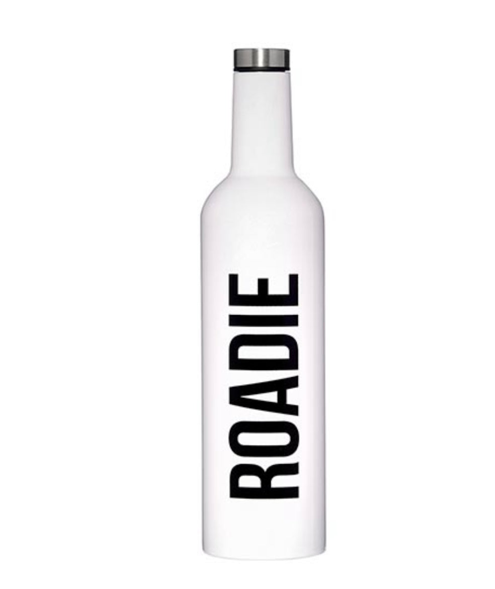 white "Roadie" stainless steel wine bottle