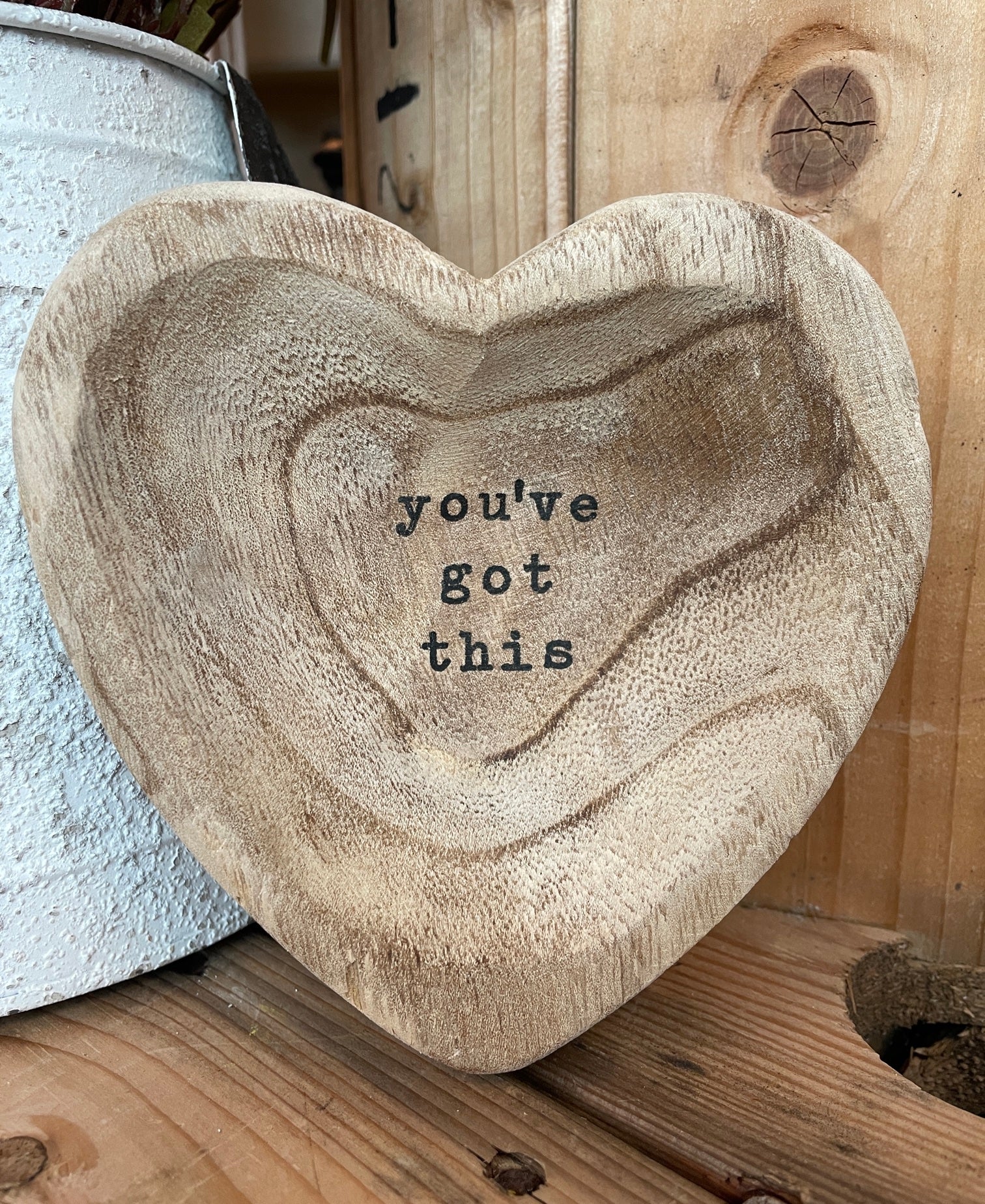 you've got this heart shaped wood trinket tray